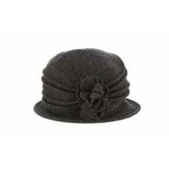 Scala Women's Boiled Wool Cloche with Rosettes Charcoal One Size - Picture 3 of 8